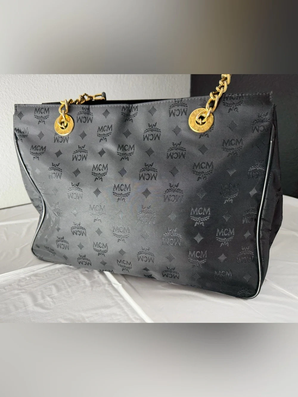 MCM large black tote bag